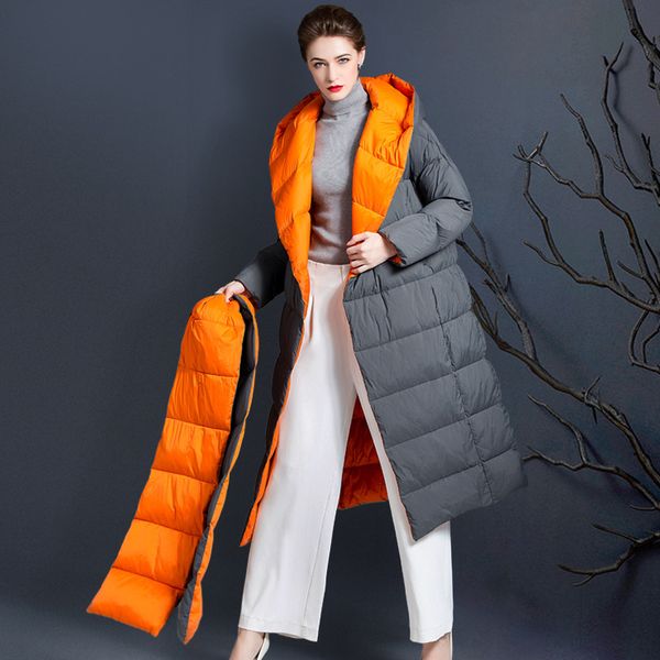 down jacket female 2021 korean version medium length thickened knee women's hooded 90 white duck, Black
down jacket female 2021 korean version medium length thickened knee women's hooded 90 white duck, Black