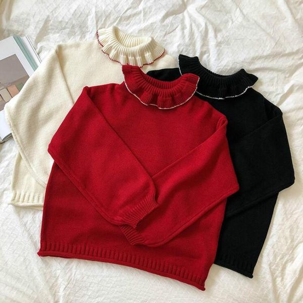 women's sweaters korean harajuku cute turn-down collar knitting sweater women autumn winter lantern sleeve loose pullovers sweet woman, White;black
women's sweaters korean harajuku cute turn-down collar knitting sweater women autumn winter lantern sleeve loose pullovers sweet woman, White;black