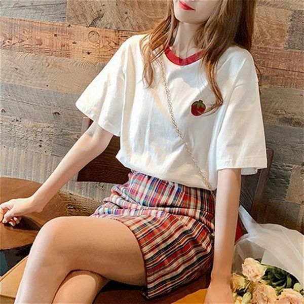 women's t-shirt t-shirts women sweet strawberry embroidery schoolgirls pink tee ulzzang simple fashion summer o-neck cute womens t shi, White
women's t-shirt t-shirts women sweet strawberry embroidery schoolgirls pink tee ulzzang simple fashion summer o-neck cute womens t shi, White