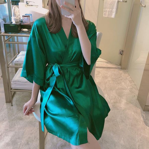 women's sleepwear green women robe satin kimono gown silky solid female casual nightgown loose bathrobe soft nightwear home dress, Black;red
women's sleepwear green women robe satin kimono gown silky solid female casual nightgown loose bathrobe soft nightwear home dress, Black;red