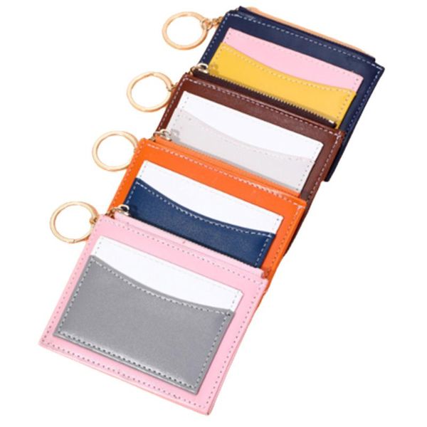 card holders portable business name id holder coin purse keyring wallet money pouch keychain, Brown;gray
card holders portable business name id holder coin purse keyring wallet money pouch keychain, Brown;gray