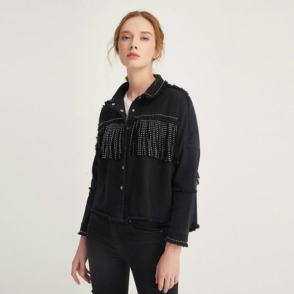 women's jackets women fashion tassel beaded oversized denim jacket coat vintage long sleeve frayed hem female outerwear chic nkez, Black;brown
women's jackets women fashion tassel beaded oversized denim jacket coat vintage long sleeve frayed hem female outerwear chic nkez, Black;brown