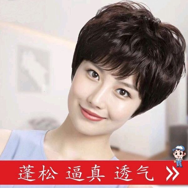short curly hair middle aged and old women's wig cover natural mother's hairstyle breathable full fake, Black
short curly hair middle aged and old women's wig cover natural mother's hairstyle breathable full fake, Black
