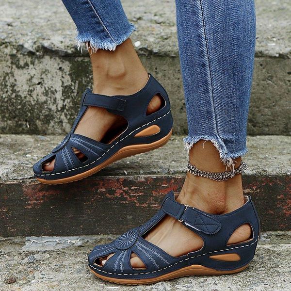 women wedge sandals casual woman round toe ladies retro soft pu leather sewing breathable shoes 2021 summer, Black
women wedge sandals casual woman round toe ladies retro soft pu leather sewing breathable shoes 2021 summer, Black