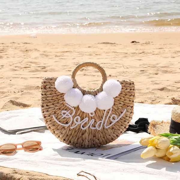woman fashion new creative shell moon bag scarf hair ball decoration straw bag portable woven beach handbag c0508
woman fashion new creative shell moon bag scarf hair ball decoration straw bag portable woven beach handbag c0508