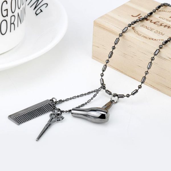 pendant necklaces barber necklace gold/ gun black color hair dryer scissors comb women men friends jewelry gift, Silver
pendant necklaces barber necklace gold/ gun black color hair dryer scissors comb women men friends jewelry gift, Silver