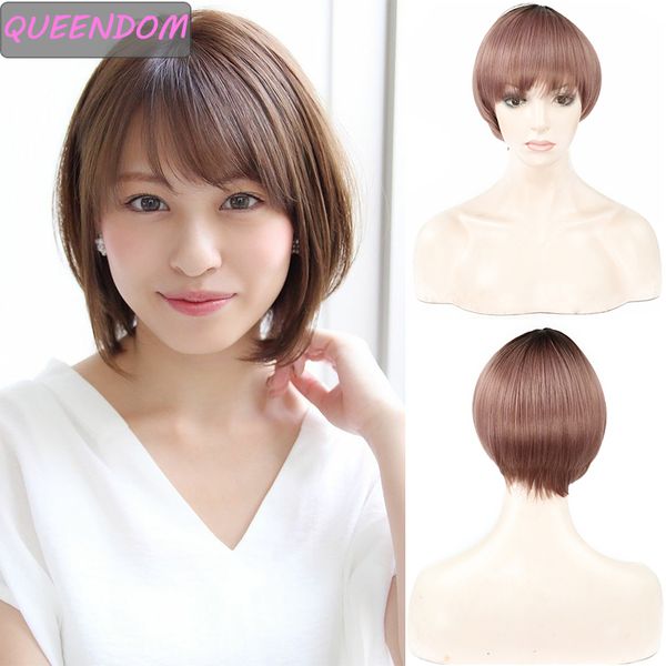 ombre brown short straight hair wig with bangs synthetic pixie cut wig for women daily party high tempearture dark roots bob wig, Black
ombre brown short straight hair wig with bangs synthetic pixie cut wig for women daily party high tempearture dark roots bob wig, Black