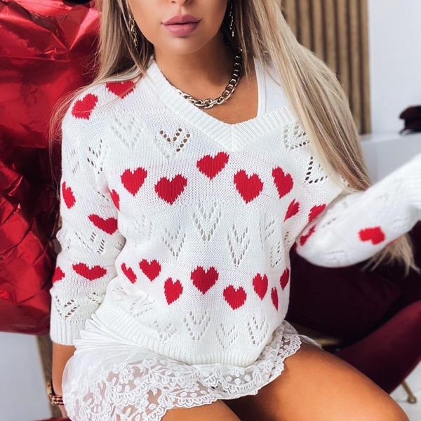 Women's Sweaters Womens V-Neck Heart Printed Ladies Casual Long Sleeve O-Neck Kintted Pullovers Loose Tops 2021 Sudaderas Mujer A40, White;black
Women's Sweaters Womens V-Neck Heart Printed Ladies Casual Long Sleeve O-Neck Kintted Pullovers Loose Tops 2021 Sudaderas Mujer A40, White;black