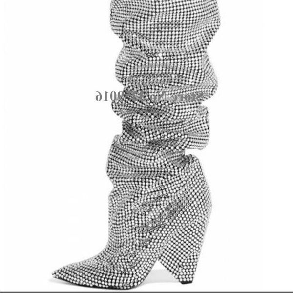 boots pointed toe crystal over knee spike heel fashion women rhinestone strange long luxury shoes, Black
boots pointed toe crystal over knee spike heel fashion women rhinestone strange long luxury shoes, Black