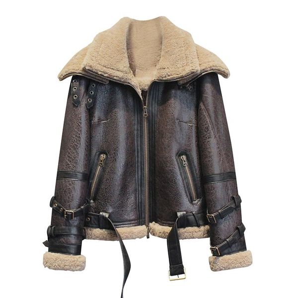 women's fur & faux motorcycle lamb integrated coat short autumn and winter leather grass young coats for women, Black
women's fur & faux motorcycle lamb integrated coat short autumn and winter leather grass young coats for women, Black