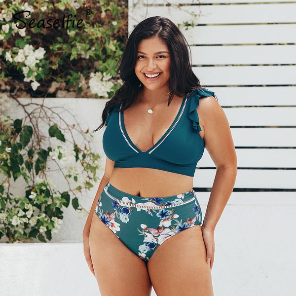 seaselfie plus size tank high waist bikini sets women large size teal floral ruffled two pieces swimsuit 2021 swimming suit, White;black
seaselfie plus size tank high waist bikini sets women large size teal floral ruffled two pieces swimsuit 2021 swimming suit, White;black