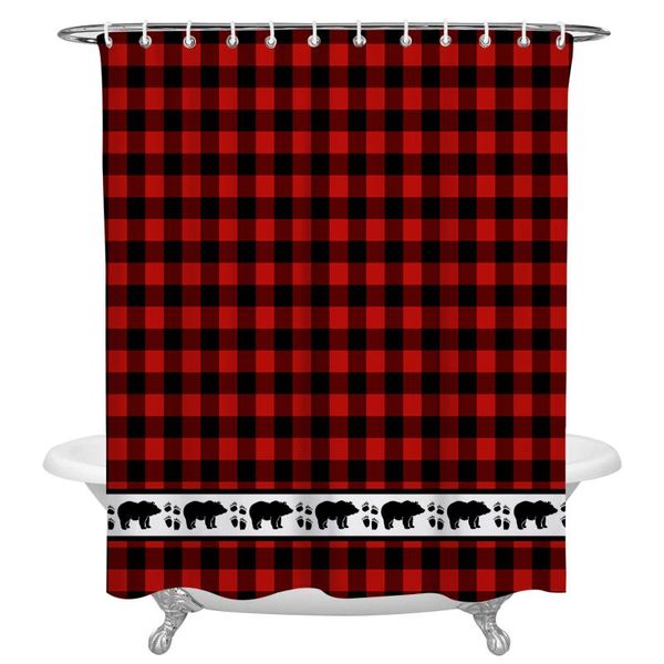 shower curtains red and black plaid forest animals bears curtain waterproof polyester fabric home decoration 
shower curtains red and black plaid forest animals bears curtain waterproof polyester fabric home decoration