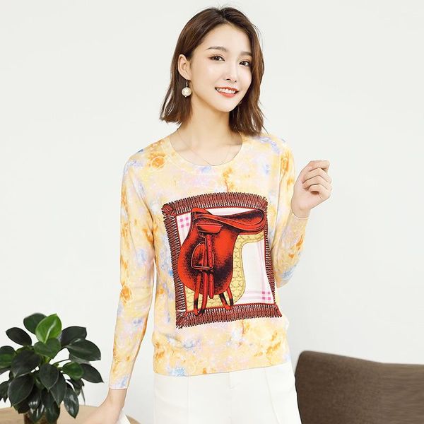 women's sweaters 2021 fall blouse pullover round neck contrast printing sweater women sun protection loose knitted, White;black
women's sweaters 2021 fall blouse pullover round neck contrast printing sweater women sun protection loose knitted, White;black