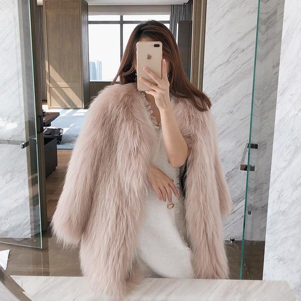 women's fur & faux autumn and winter coat of raccoon hair knitting for women middle long style, Black
women's fur & faux autumn and winter coat of raccoon hair knitting for women middle long style, Black