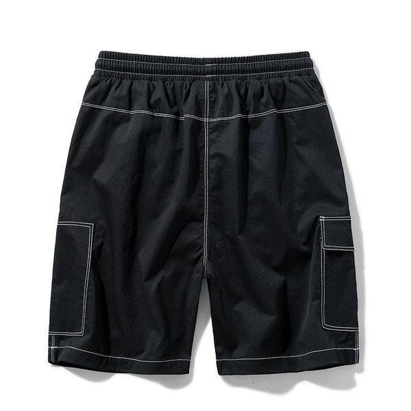 men's shorts trendy brand solid color summer loose embroidered workwear bermuda elastic waist thin cropped pants for men, White;black
men's shorts trendy brand solid color summer loose embroidered workwear bermuda elastic waist thin cropped pants for men, White;black