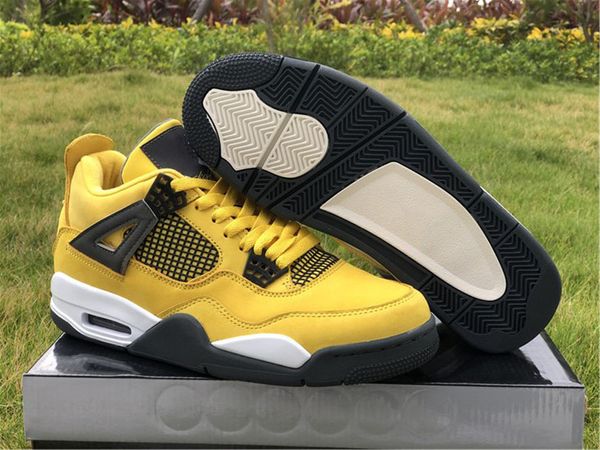 Genuine Jumpman 4 4s men's basketball shoes yellow upper black and gray color matching sports shoelace shoe box full size 40--46, #1
Genuine Jumpman 4 4s men's basketball shoes yellow upper black and gray color matching sports shoelace shoe box full size 40--46, #1