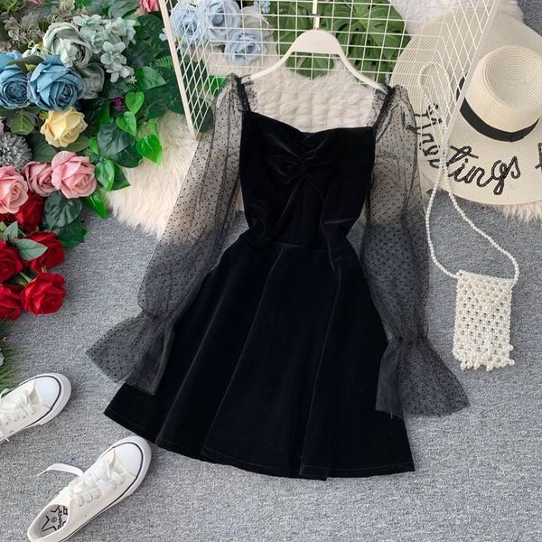 casual dresses spring autumn women long sleeve black mesh patchwork golden velvet dress female ball gown vestidos, Black;gray
casual dresses spring autumn women long sleeve black mesh patchwork golden velvet dress female ball gown vestidos, Black;gray