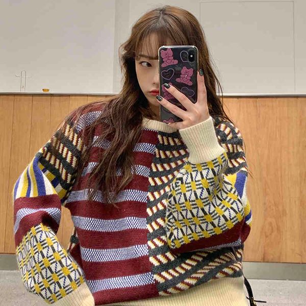autumn and winter loose knitted sweaters womens korean style stripe vintage warm sweaters pullovers (c8182) 210508, White;black
autumn and winter loose knitted sweaters womens korean style stripe vintage warm sweaters pullovers (c8182) 210508, White;black