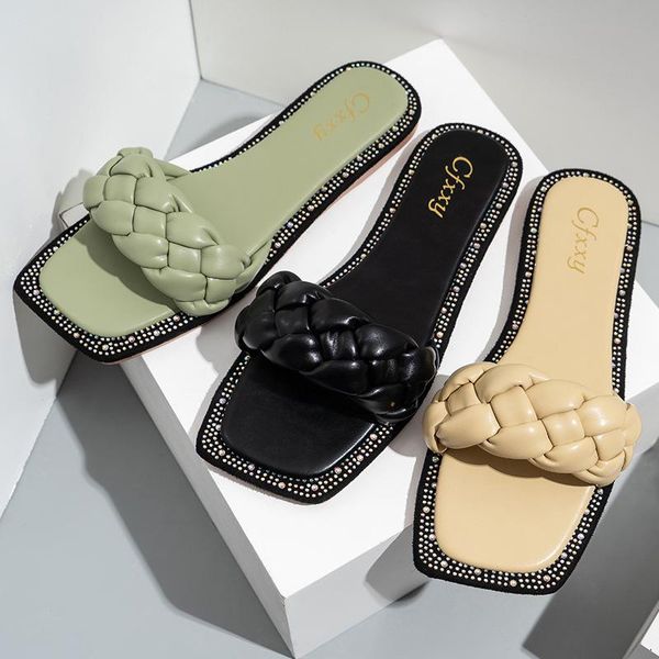 women slippers color diamond flats braid sandals casual summer outside beach holiday wear shoes slides, Black
women slippers color diamond flats braid sandals casual summer outside beach holiday wear shoes slides, Black