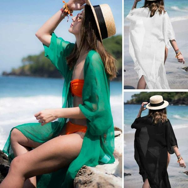 women's swimwear women holiday beach bikini cover up short sleeve long dress bathing suit solid color beachwear, White;black
women's swimwear women holiday beach bikini cover up short sleeve long dress bathing suit solid color beachwear, White;black