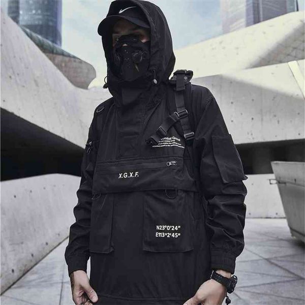 techwear jacket for men spring streetwear black hooded waterproof windbreaker 210820, Black;brown
techwear jacket for men spring streetwear black hooded waterproof windbreaker 210820, Black;brown