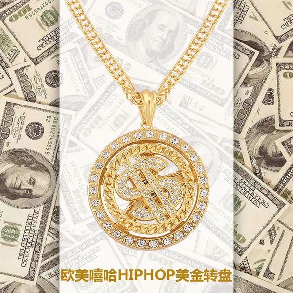 pendant necklaces hip hop street dollar turntable necklace gold sign rotatable men and women trend jewelry, Silver
pendant necklaces hip hop street dollar turntable necklace gold sign rotatable men and women trend jewelry, Silver