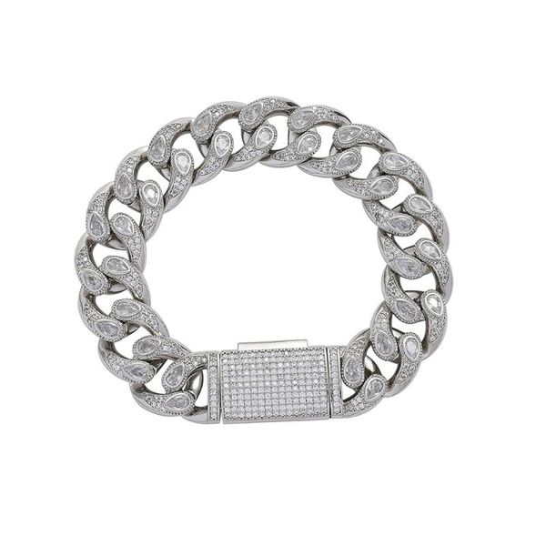 link, chain lager bracelet 16mm width bling cuban brass hip hop iced out zircon men's jewelry cz bb007, Black
link, chain lager bracelet 16mm width bling cuban brass hip hop iced out zircon men's jewelry cz bb007, Black