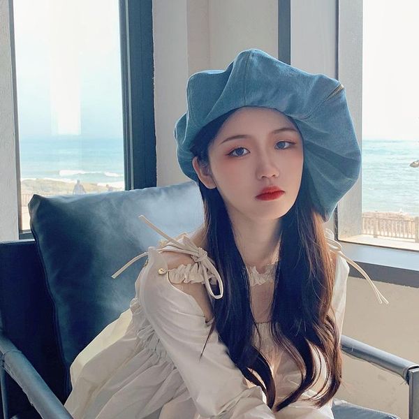 berets april half the designer super large version of cloud hat japanese stitching net red was thin cowboy beret female, Blue;gray
berets april half the designer super large version of cloud hat japanese stitching net red was thin cowboy beret female, Blue;gray