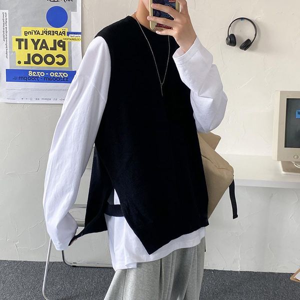 men's vests sweater vest men side-slit o-neck plus size 3xl loose vintage ripped stylish korean-style leisure knitted autumn chic, Black;white
men's vests sweater vest men side-slit o-neck plus size 3xl loose vintage ripped stylish korean-style leisure knitted autumn chic, Black;white