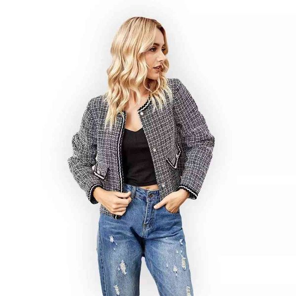 winter new women o-neck single breasted plaid jacket long sleeve loose korean style casual cropped jacket chaqueta cuadros mujer 210414, Black
winter new women o-neck single breasted plaid jacket long sleeve loose korean style casual cropped jacket chaqueta cuadros mujer 210414, Black
