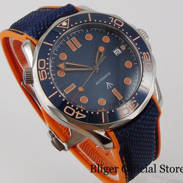 bliger fashional 41mm orange automatic men's watches saffier glass miyota rubber band rotating bezel, Slivery;brown
bliger fashional 41mm orange automatic men's watches saffier glass miyota rubber band rotating bezel, Slivery;brown
