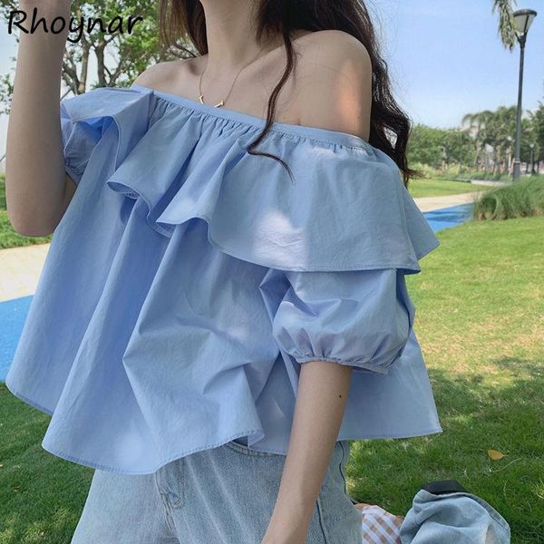 women's blouses & shirts women slash neck ruffles solid sleeve harajuku french style ulzzang fashion leisure loose all-match, White
women's blouses & shirts women slash neck ruffles solid sleeve harajuku french style ulzzang fashion leisure loose all-match, White