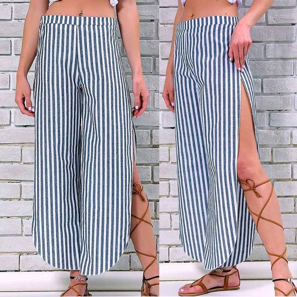 women's pants & capris summer women wide leg striped split tie bow loose casual lady trousers 88, Black;white
women's pants & capris summer women wide leg striped split tie bow loose casual lady trousers 88, Black;white
