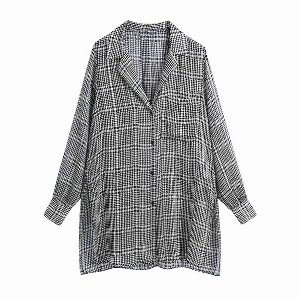 spring women shirt hound-tooth check plaid button long sleeve v-neck oversize female fashion casual clothes 210517, White
spring women shirt hound-tooth check plaid button long sleeve v-neck oversize female fashion casual clothes 210517, White