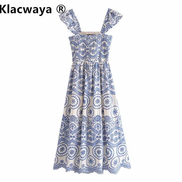 za summer long dress women blue embroidery cut out midi woman vintage ruffle straps backless boho casual es 210521, Black;gray
za summer long dress women blue embroidery cut out midi woman vintage ruffle straps backless boho casual es 210521, Black;gray