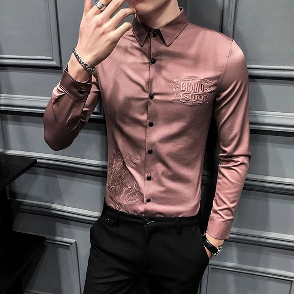 men's casual shirts 2021 spring men shirt long sleeve dress embroidery slim fit streetwear prom party social tuxedo work clothing, White;black
men's casual shirts 2021 spring men shirt long sleeve dress embroidery slim fit streetwear prom party social tuxedo work clothing, White;black