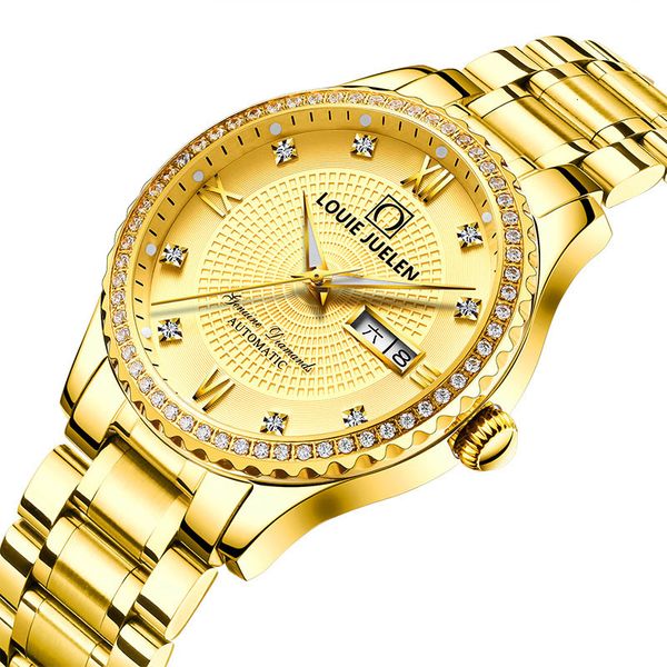 luxury gold men watches brand waterproof steel men's wrists mechanical relogio masculino, Slivery;brown
luxury gold men watches brand waterproof steel men's wrists mechanical relogio masculino, Slivery;brown
