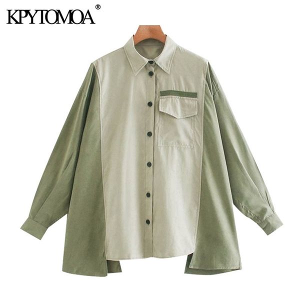 women fashion oversized patchwork irregular blouses vintage long sleeve button-up female shirts chic 210420, White 
women fashion oversized patchwork irregular blouses vintage long sleeve button-up female shirts chic 210420, White