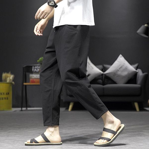 men's pants plus size trousers, cotton and linen casual pants, loose sports cropped chinese style straight-leg, Black
men's pants plus size trousers, cotton and linen casual pants, loose sports cropped chinese style straight-leg, Black