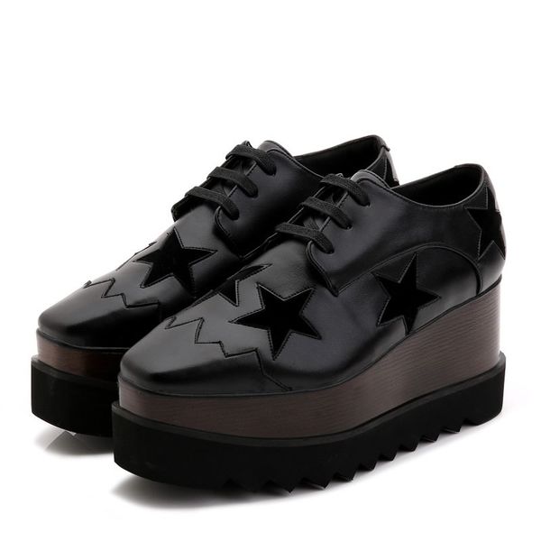 women real leather boots square platform slope thick stella britt luxurys shoe elyse brushed star derbys wedge lace-up designer fashion shoe, Black
women real leather boots square platform slope thick stella britt luxurys shoe elyse brushed star derbys wedge lace-up designer fashion shoe, Black