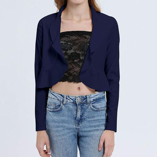 women's jackets ladies work clothes shirt short jacket women long sleeve solid color wavy collar slim casual blouse y730, Black;brown
women's jackets ladies work clothes shirt short jacket women long sleeve solid color wavy collar slim casual blouse y730, Black;brown