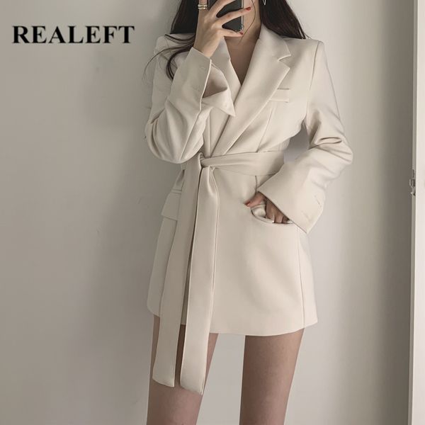 autumn winter sashes women's blazer solid formal notched outerwear england style cardigan jackets female 210428, White;black
autumn winter sashes women's blazer solid formal notched outerwear england style cardigan jackets female 210428, White;black