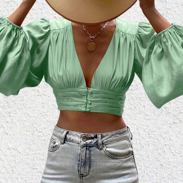 women's blouses & shirts 2021 fashion women lantern sleeve blouse crop elegant office autumn deep v-neck casual solid vintage, White
women's blouses & shirts 2021 fashion women lantern sleeve blouse crop elegant office autumn deep v-neck casual solid vintage, White