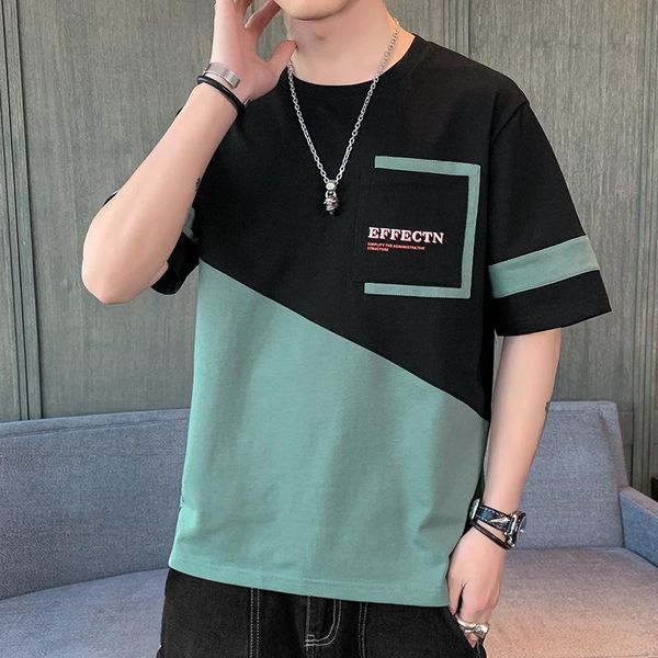 men's polos short sleeve summer 2121 cotton korean fashion t-shirt handsome round neck loose splicing top, White;black
men's polos short sleeve summer 2121 cotton korean fashion t-shirt handsome round neck loose splicing top, White;black