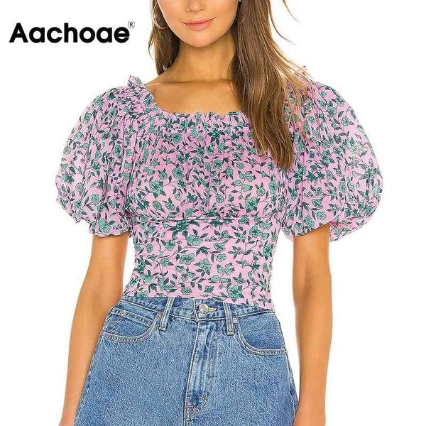 women chic floral print cropped blouses summer puff short sleeve blouse shirt ladies vintage ruffles blusas 210413, White 
women chic floral print cropped blouses summer puff short sleeve blouse shirt ladies vintage ruffles blusas 210413, White