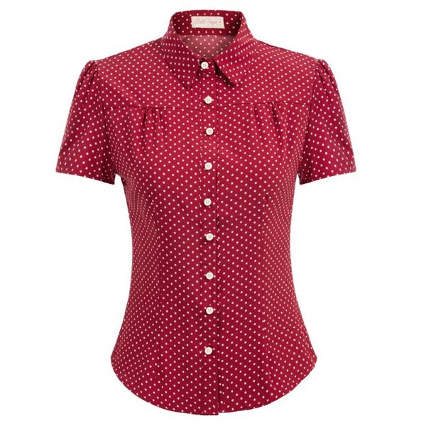 women's blouses & shirts plus size lady vintage short sleeve collar curved hem ol button front shirt, White
women's blouses & shirts plus size lady vintage short sleeve collar curved hem ol button front shirt, White