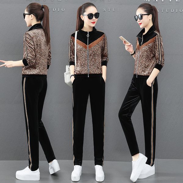 women's tracksuits golden velvet pants suit spring early spring sportswear fashion leisure two piece set, Gray
women's tracksuits golden velvet pants suit spring early spring sportswear fashion leisure two piece set, Gray