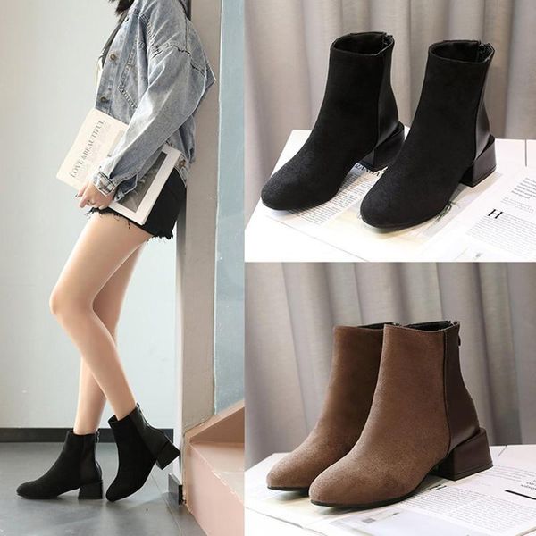 boots pu leather/flock flat chunky heels round toe patchwork back zip snow booties women autumn winter comfy riding botas 2021, Black
boots pu leather/flock flat chunky heels round toe patchwork back zip snow booties women autumn winter comfy riding botas 2021, Black