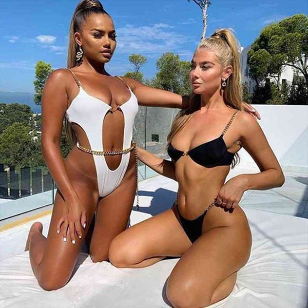 push up bikinis female swimwear white swimsuits women bathers bathing suits with metal chain biquinis feminino, White;black
push up bikinis female swimwear white swimsuits women bathers bathing suits with metal chain biquinis feminino, White;black