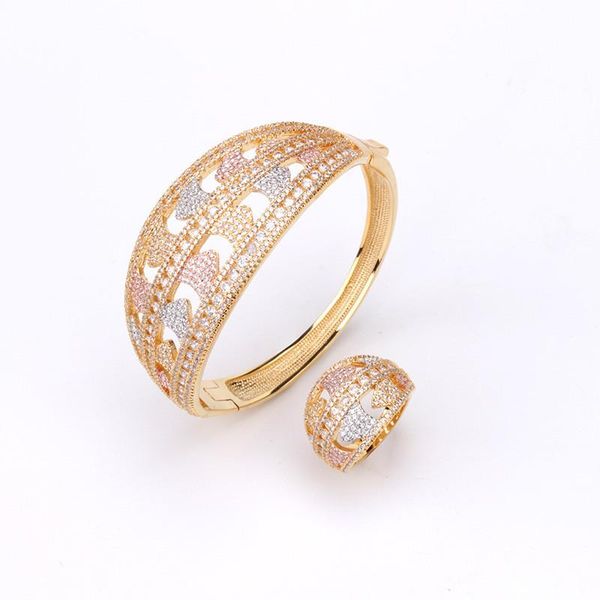 bangle fashion creative forward arrow shaped bracelet hollow fully inlaid zircon plated three-color ring set wholesale, Black
bangle fashion creative forward arrow shaped bracelet hollow fully inlaid zircon plated three-color ring set wholesale, Black